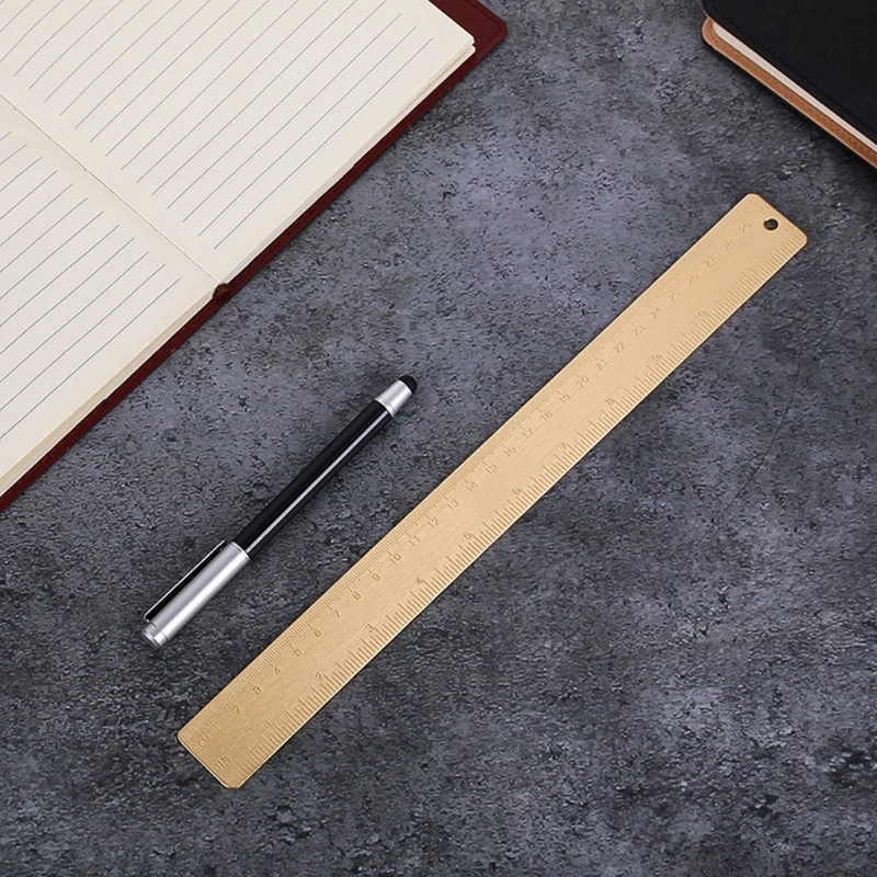 30cm Length Retro Brass Ruler Dual Scales Office Stationery for School Labs Engineering Workers