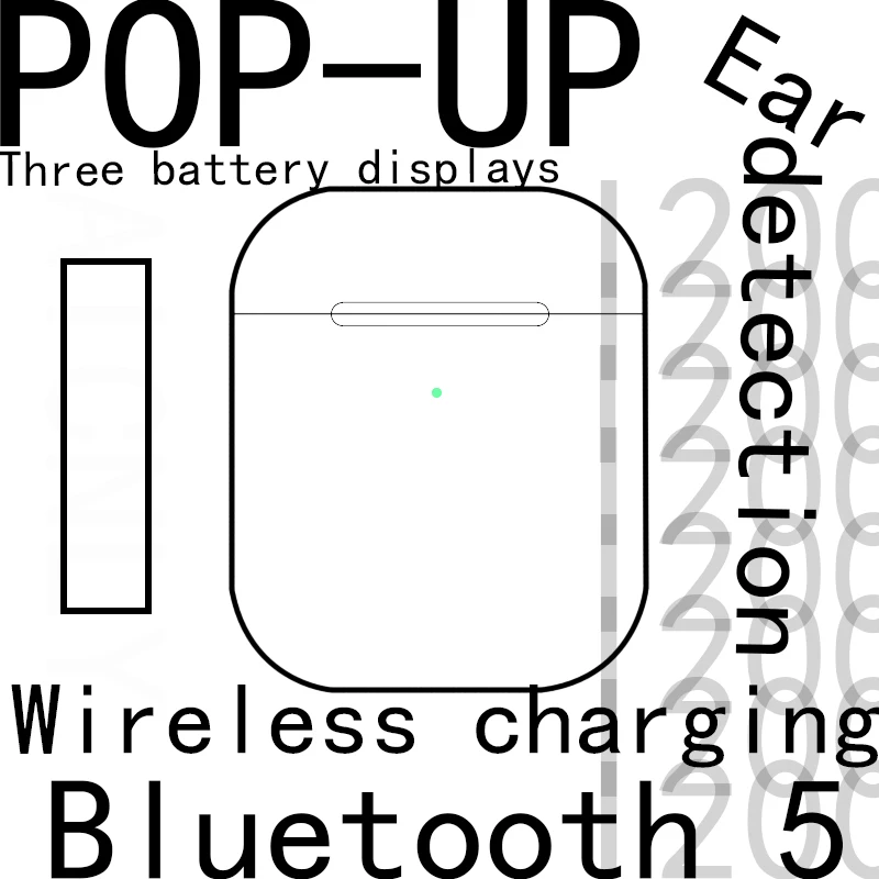 

i200 tws Wireless Charging Bluetooth 5.0 Earphone Smarter sensor Three Battery Displays Pop up PK I9000 I500 I30 TWS i60 Earpl