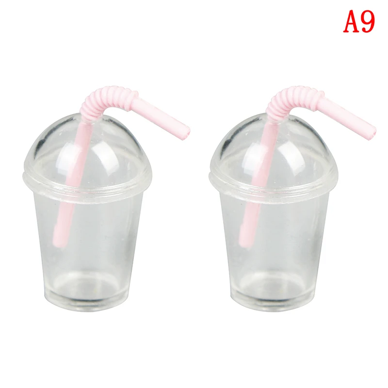 2Pcs 2/4 шт. 1/12 миниатюрный соломы Кофе Чашка Модель мороженого напитков мини Еда играть аксессуары для куклы - Цвет: 2Pcs
