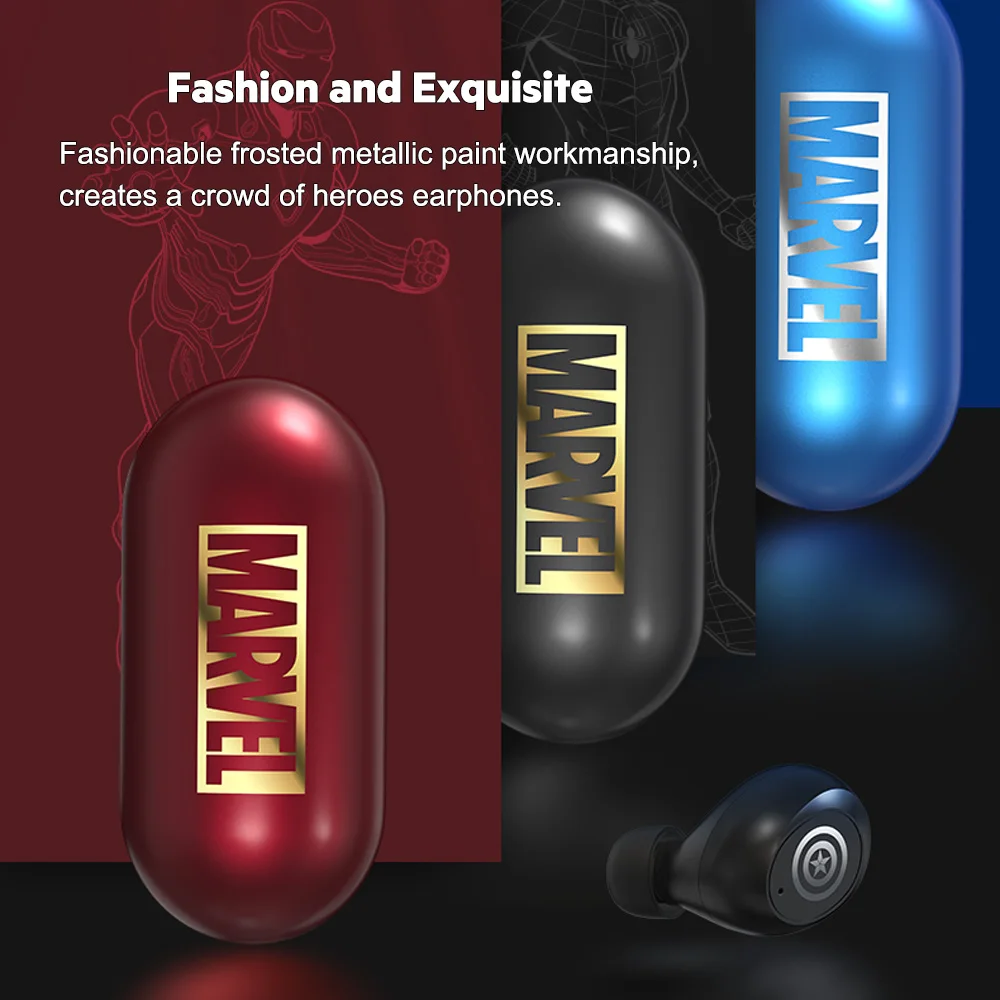 New Marvel Certified Bluetooth V5.0 Wireless Earphones Iron Man Mini TWS Wireless Stereo  Captain America