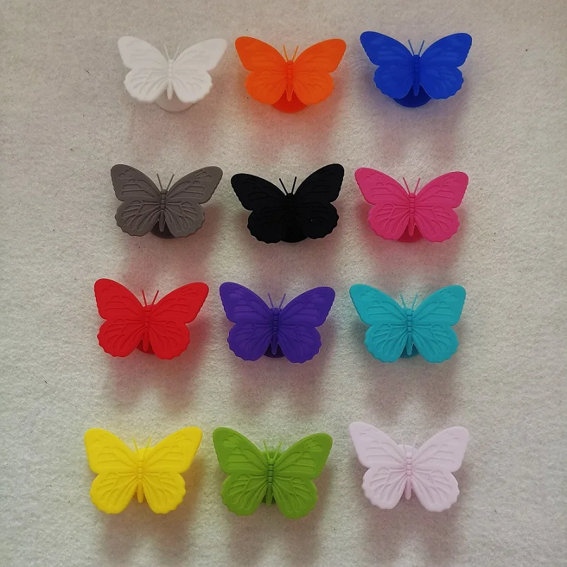 Set of 12pcs Reusable Butterfly Silicone Wine Glass Charm Markers Suction Cup wine glass marker,wine glass decorations