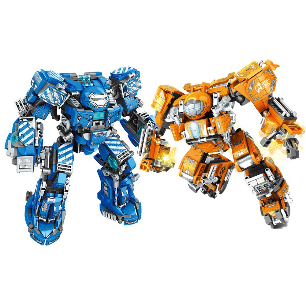 

2Pcs Marvel Avengers Super Heroes Iron man Hulkbuster War Machine Figures Building Blocks Bricks Education Toys For Children