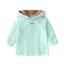 Толстовка с капюшоном для маленьких мальчиков и девочек; детская одежда унисекс в Корейском стиле с рисунком милого кролика; повседневная детская толстовка с капюшоном и длинными рукавами для малышей