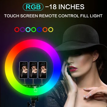 

72W 18inch RGB Selfie LED Ring Light With Tripod Phone Stand Profession Photography Ring Lamp For Youtube Tiktok Video Ringlight