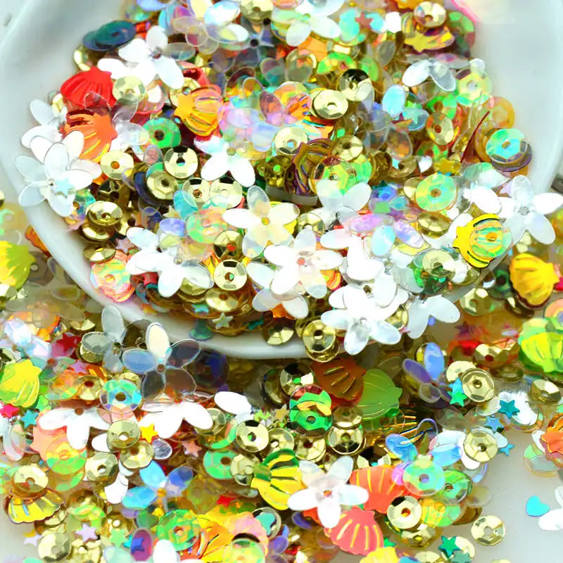 

20 Gram Assorted Flower Sequins & Spangles, Mixed Shiny Colors and Shapes Party Decoration Sequnins Scrapbooking Sequnins