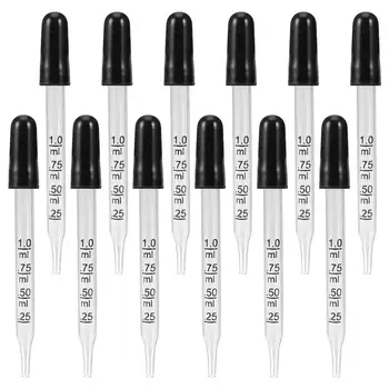 

12pcs Curved Head Glass Dropper Glass Pipette Lab Dropper Pipet with Scale Line Lab Accessories School Supplies for School
