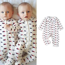 Barboteuse d'automne imprimée pour bébés, motif de chien mignon, combinaisons pour garçons et filles, vêtements pour nourrissons, 2021 