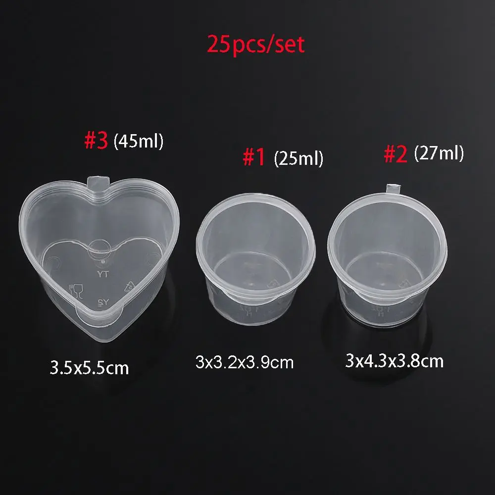 Disposable Plastic Takeaway Sauce Cup Containers Food Box with Hinged Lids Small Pigment Paint Box Palette 25Pcs 25ml/27ml/45ml