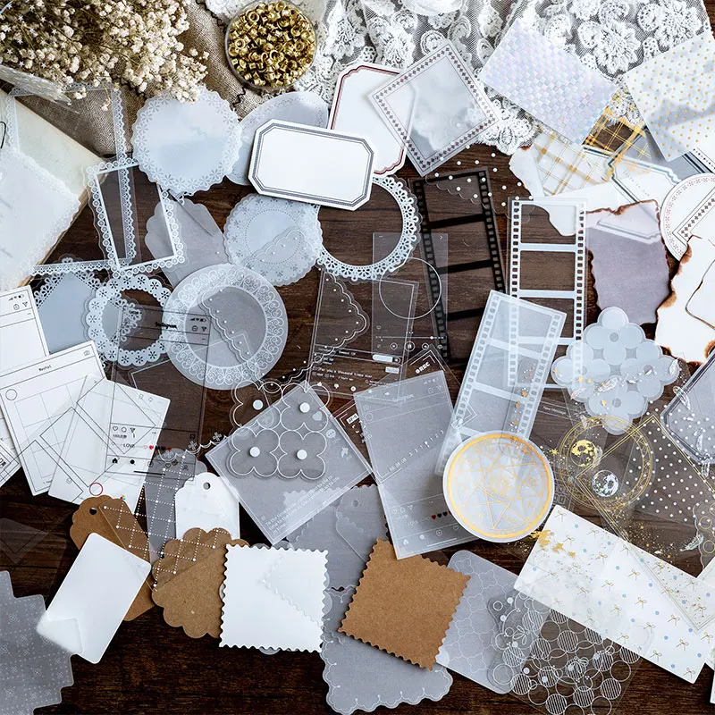 

WOKO Bronzing Magic array Lace Label Retro Kraft Paper Tags Ins Landscape Frame Memo Collage Decorative Sticker DIY Scrapbooking