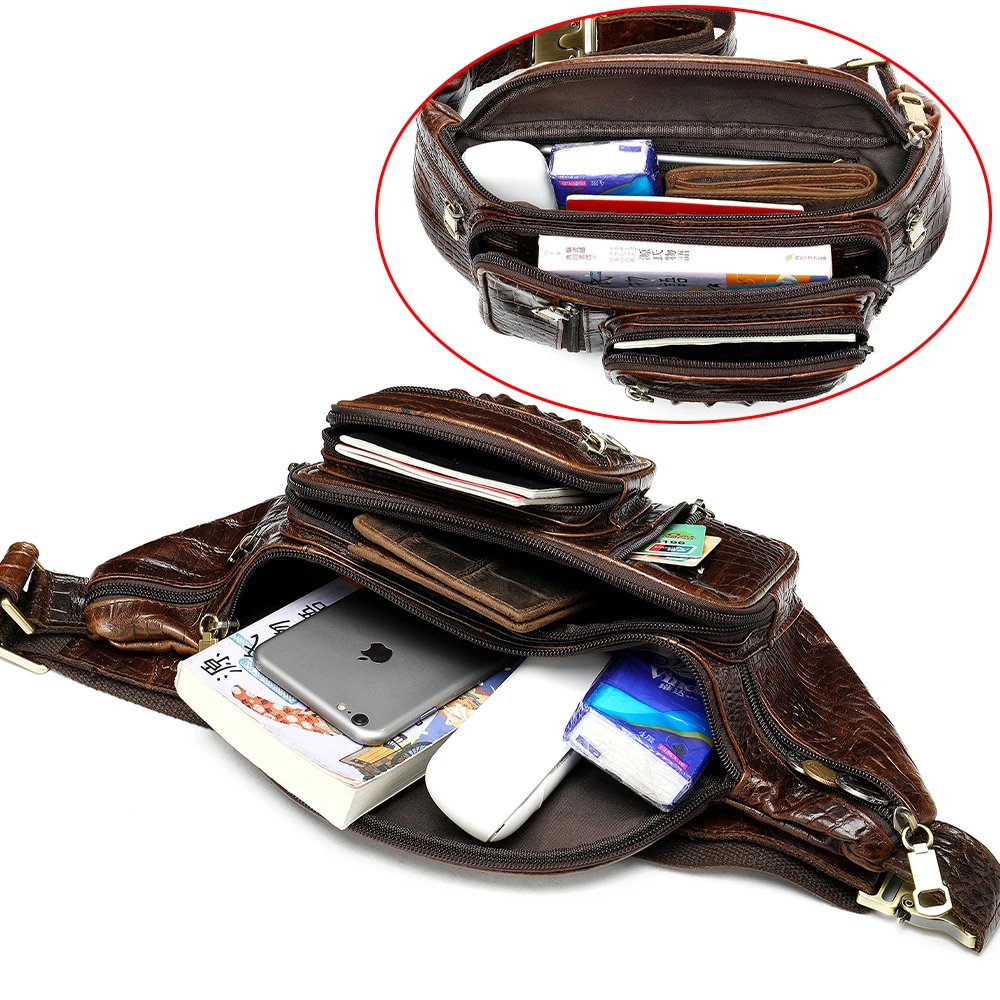 MVA Multi-Function Money Belt Bag Men's Waists Bags Genuine Leather Fanny Pack Phone Waist Pack/Bags Messenger Bag Men 8336 images - 6