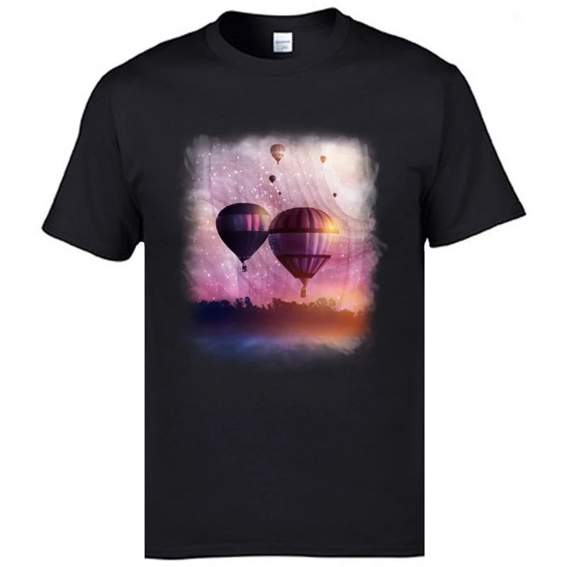 Electronica Music Men T Shirts So Far Close Fantasy Balloon Printed On T-Shirts Mens Retro Tshirts XXL Black Hipster Tees |