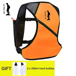 Hydration Running Vest - Lightweight Trail Backpack for Cycling and Hiking, 2.5L Capacity (Orange with 2 bottle)