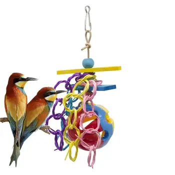

Parrot toy bird toy rattan ring bell ball cowhide rope nibble string