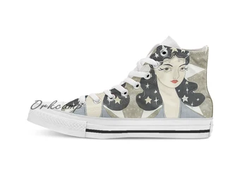 

Remember me Remarkable girl with stars Custom Casual High Top lace-up Canvas shoes sneakers Drop shipping