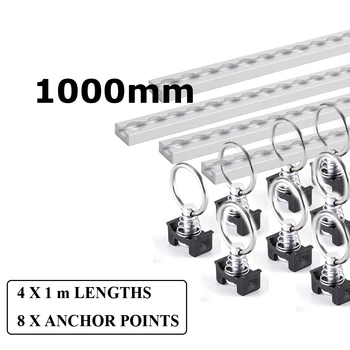 

New 4 x ANCHOR TRACK TIE DOWN RAIL 8 x ANCHOR POINT System Aluminium Tracking Bike motorcycle 1000mm Square