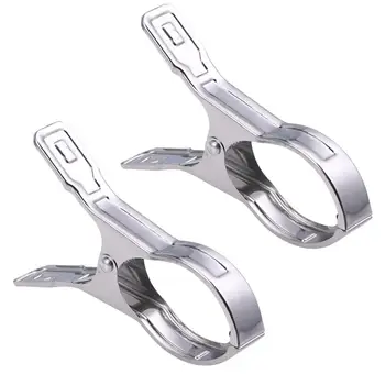 

2PC Clip Quilt Stainless Steel Drying Clothes Thicken High Elastic Clip 14.8CM (Silver) for Home
