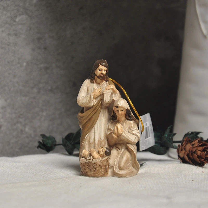 Home Furniture Diy Small Christmas Nativity Scene Set Catholic Statue Figures Baby Jesus Decor Celebrations Occasions
