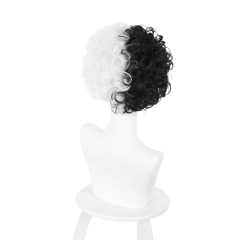 Cosplay&ware Evil Women Half Black White Wig Bad Girl Short Curly Hair Wigs Headwear Demon Cosplay Props 2 Types -Zentai shop online H3093c5cb2a834480b3c5a8f1d0c779b7l.jpg