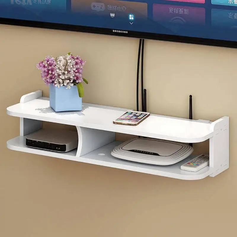 2 Layer White Wall Set-Top Box Rack Rack Router Storage Box Wall Hanging 