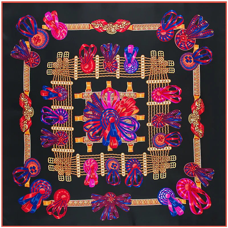Саржевый Шелковый женский шарф 130*130 см Европейский дизайн цветочные Животные Жираф печати квадратные шарфы высокое качество подарок модные шали - Цвет: 45