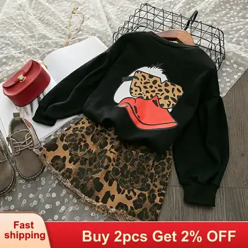

Baby girl clothes Autumn Winter Clothes Girl Long Sleeve Princess Cartoon Pattern Leopard Print Baby Girl Dress for Kids Dresses