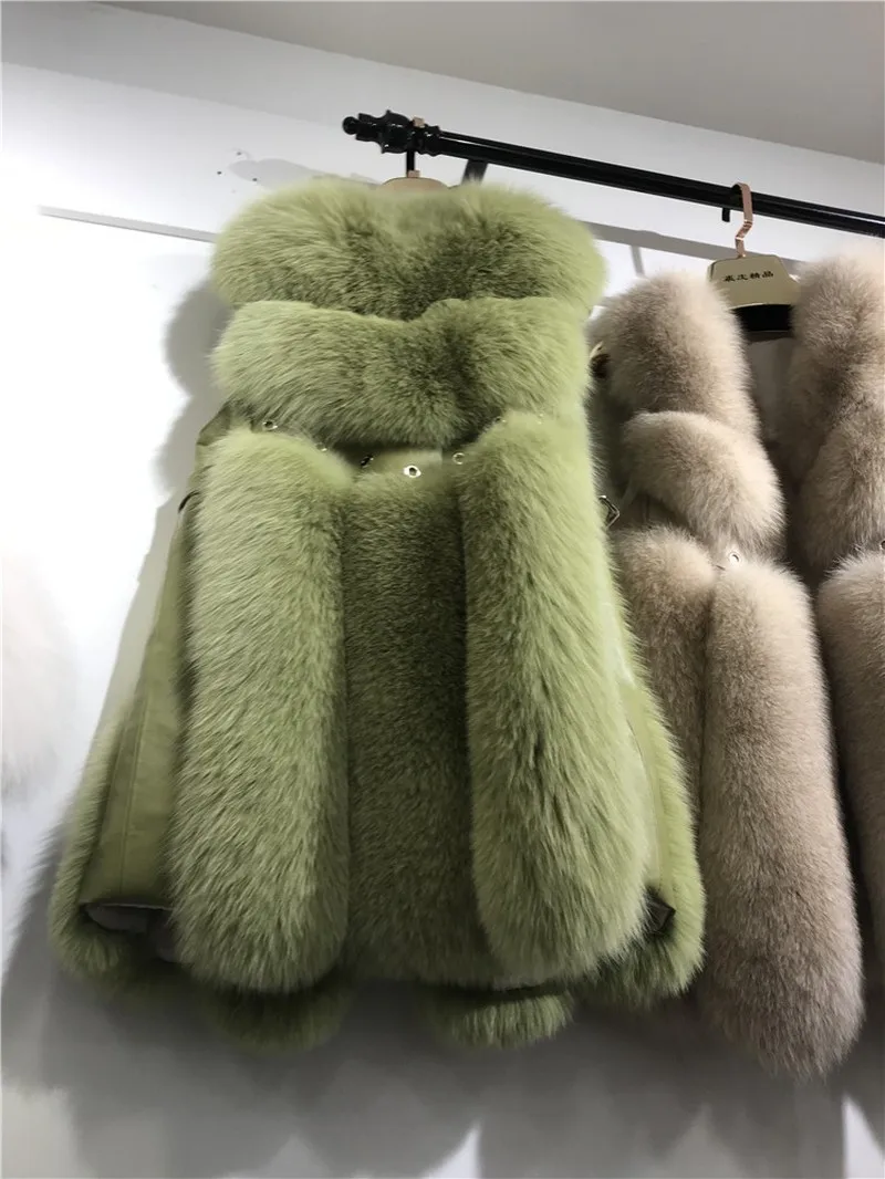 FXFURS жилет из натурального Лисьего меха Длинный жилет из натурального Лисьего меха Зимний жилет с заклепками из натуральной кожи европейские женские куртки