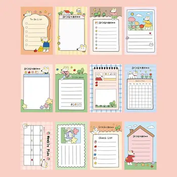 

12pcs Kawaii Cartoon Memo Pad N Times Sticky Notes Notebook Label To Do List School Supplies Stationary