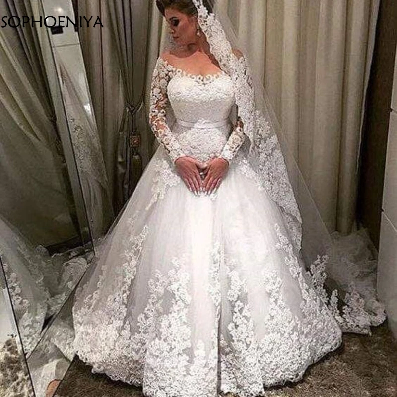 Vestido de noiva белые свадебные платья с длинным рукавом Robe de mariee платье невесты Плюс Размер Свадебные платья trouwjurk wesele