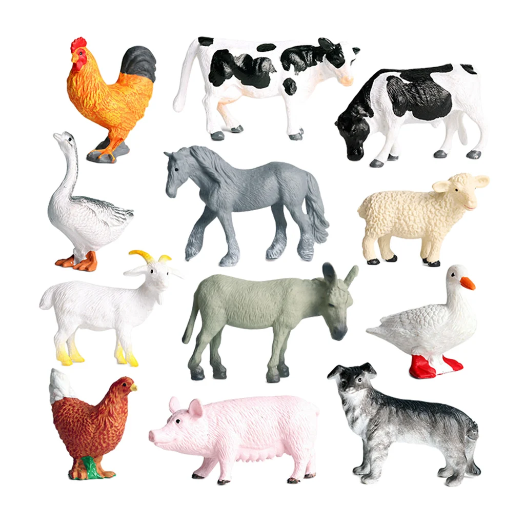 12 Pieces Realistic Simulation Farm Animal Model Kids Educational Toy Playhouse Decor 4