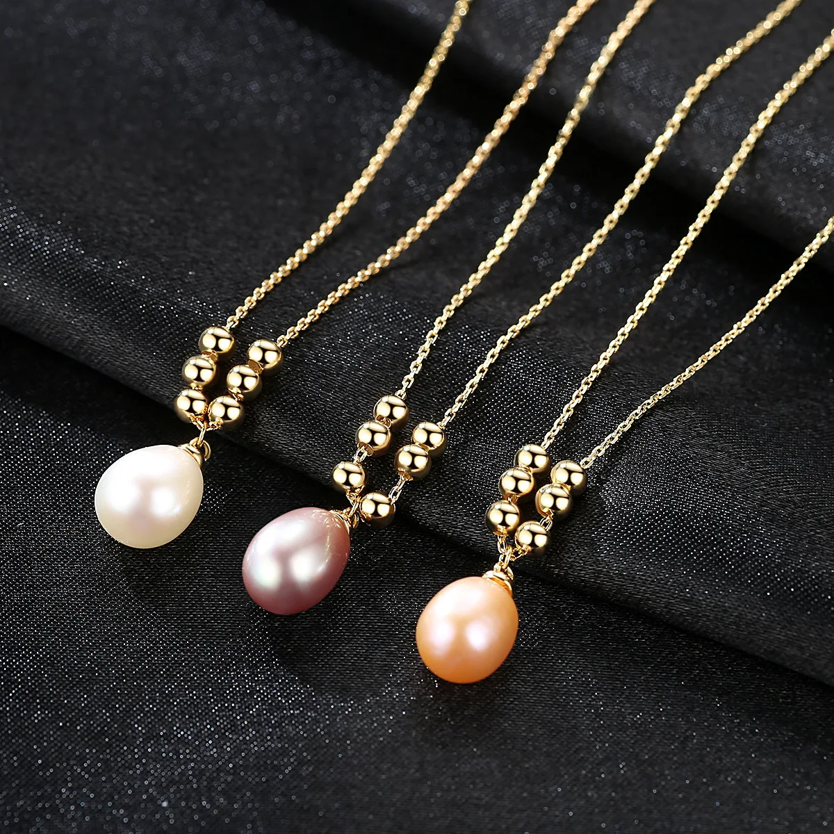 

YUEYIN S925 Pure Silver Natural Freshwater Pearl Necklace Electroplated 18K Real Gold Korean Simple Baitao Necklace Pendants