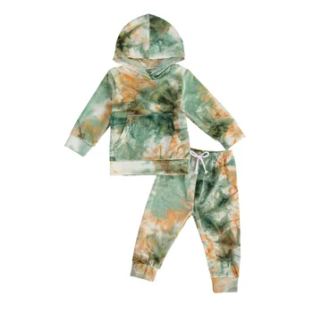 

Children Clothing For Baby Girls Clothes Set 2020 Autumn Newborn Baby Boys Girls Tie Dye Hooded T-shirt+Pants Outfits Suit
