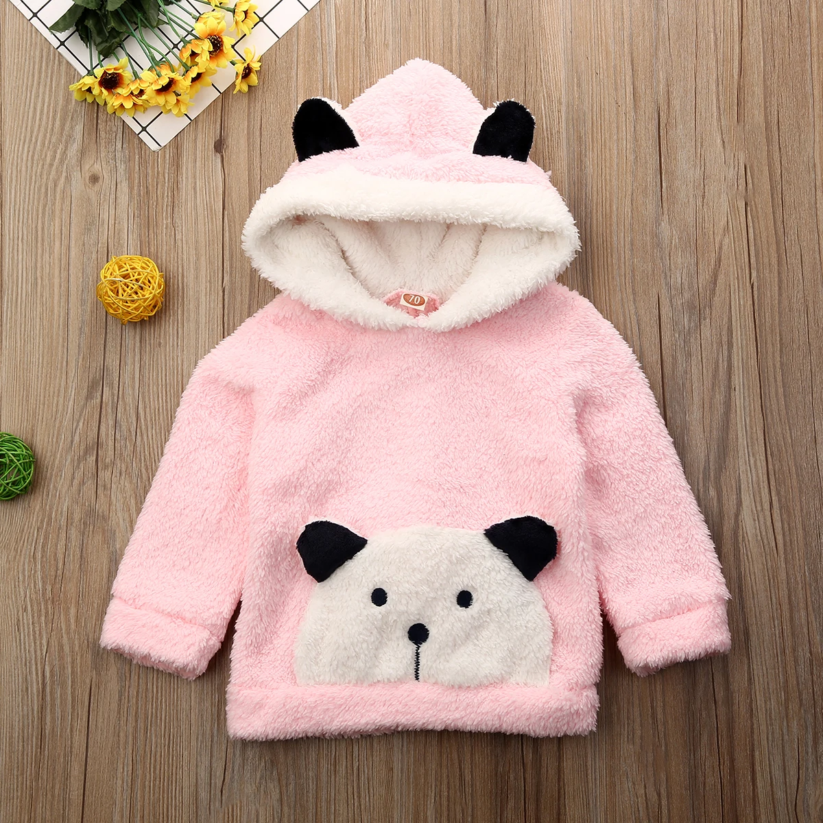 Pudcoco/зимняя одежда для маленьких мальчиков и девочек; однотонное пальто с капюшоном и длинными рукавами с рисунком панды; теплая одежда