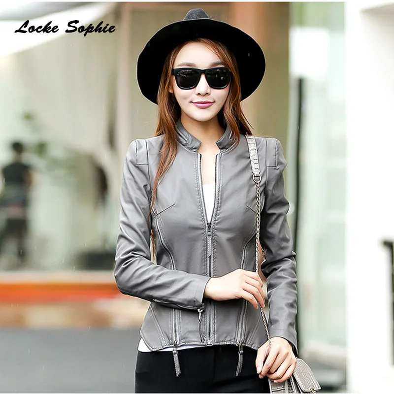 

1pcs Women Plus size short jacket coats 2020 Autumn faux fur PU Leather zipper Splicing Jacket ladies Skinny locomotive coats