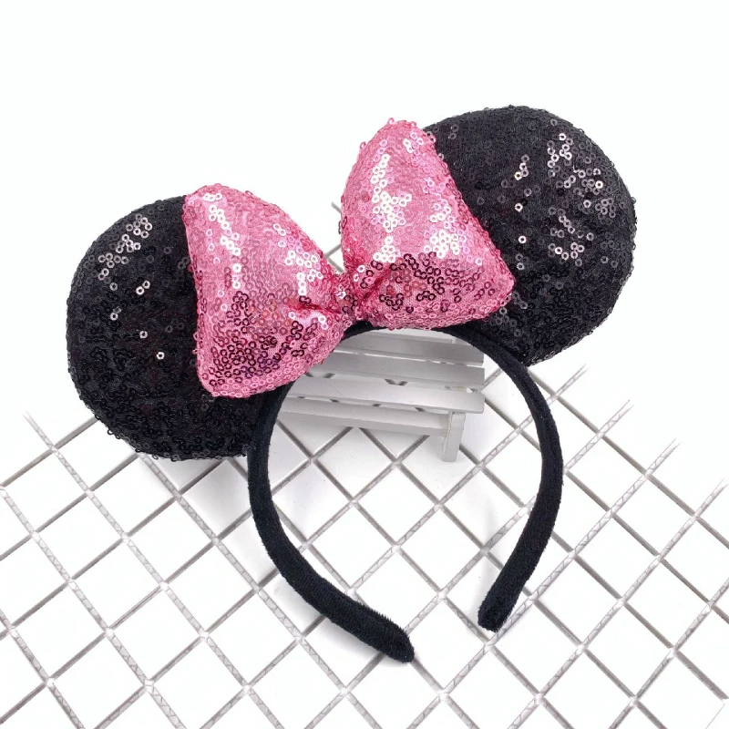 Минни Микки Блестящий Hairband Маус Уши Ободки Девушка Волосы Луки Аксессуары День