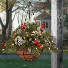 

Christmas hanging basket garland Christmas day decorations Christmas garland artificial Christmas sling LED lights