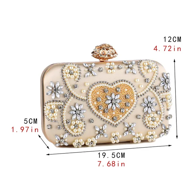 Satin Vintage Women Evening Bags Metal Flower Luxury Diamonds Clutch Black Color Rhinestones Chain Shoulder Handbags 5