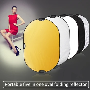 

5 In 1 Oval Collapsible Portable Photography Lighting 80x120cm Non-Slip Travel Outdoor Photo Studio Reflector With Handle Zipper