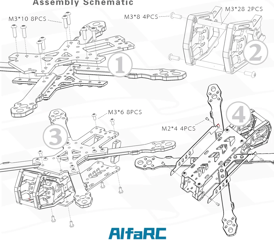 AlfaRC Хамелеон 5/6/7 дюймов углеродное волокно 230 мм/260 мм/290 мм Колесная база рамка с видом от первого лица Квадрокоптер Дрон для гонок