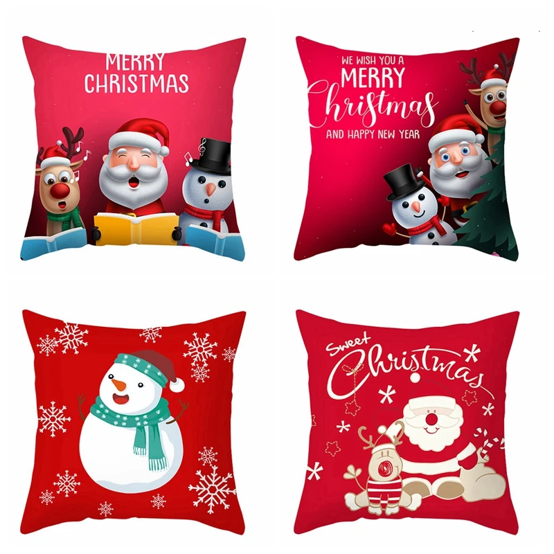 Christmas Cushion Cover Merry Christmas Decor For Home Santa Claus Christmas Ornament Xmas Gift Navidad 2023 Happy New Year 2024