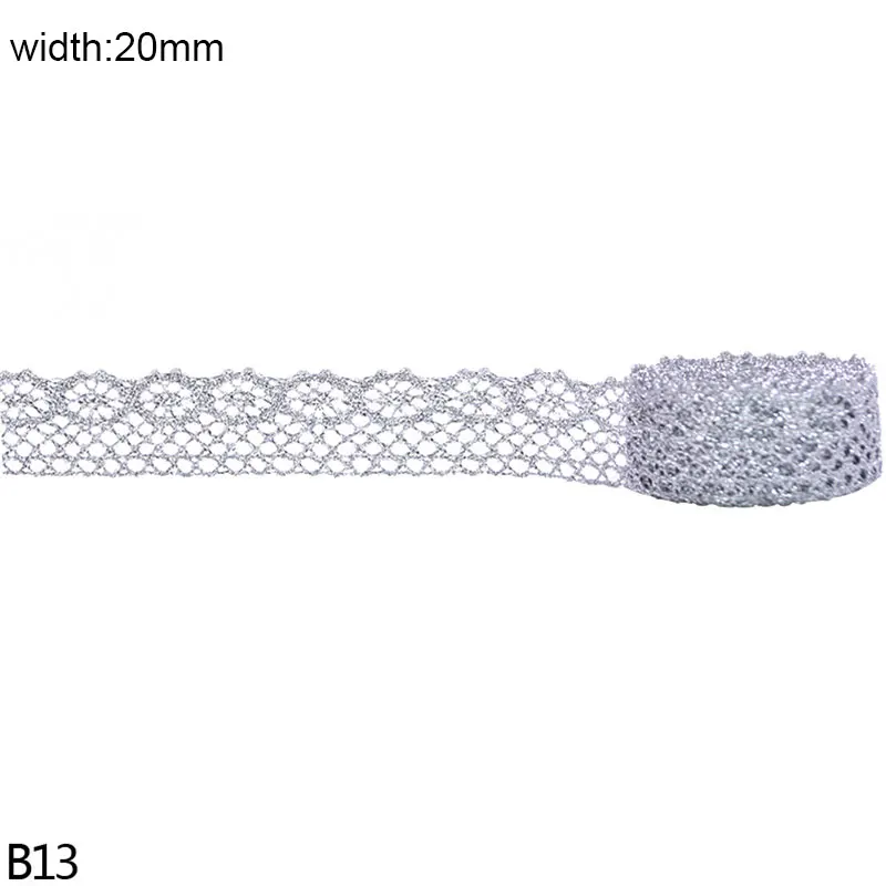 B13-20mm-silver 5/10 ярдов на возраст 7-24 мм розовое золото кружевная ткань серебряного цвета вышитая кружевная отделка лентами набор «сделай сам» для прошитая вручную свадебное платье украшения Accesso - Цвет: B13-20mm-silver