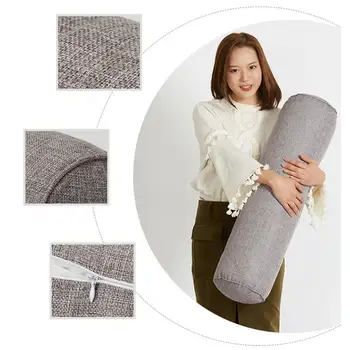 

DishyKooker Removable Solid Color Round Cervical Pillow Bed Roll Cushion Head Leg Back Support Light Travel Column Pillow