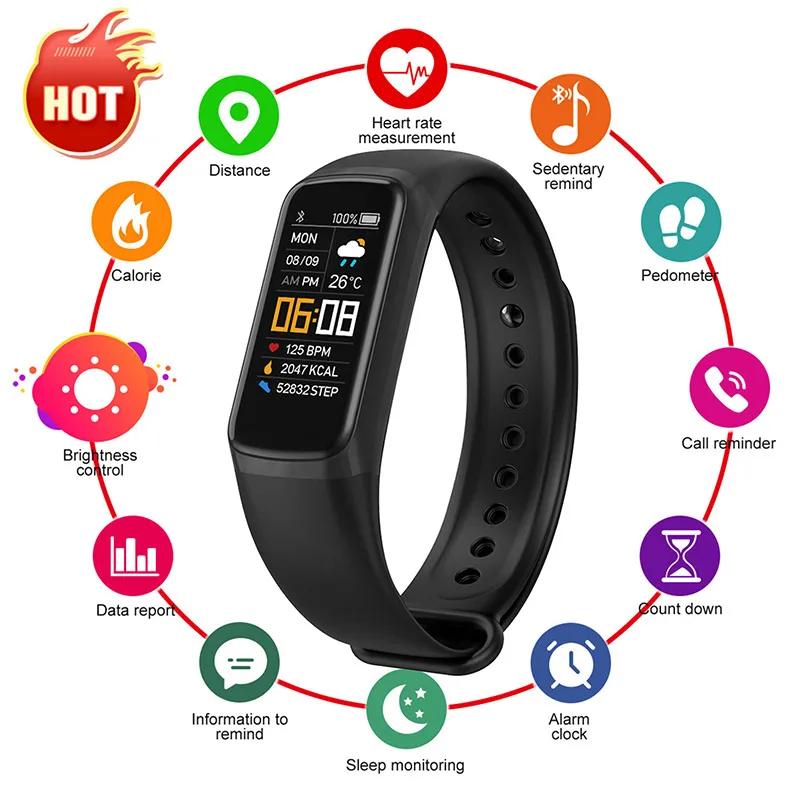 2021 Smart Watch Men Women Sport Smart Band Sleep Blood Pressure Heart Rate Monitor Fitness Bracelet IP67 Waterproof Bracelets