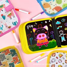 Настраиваемая-детская доска для рисования, книга с граффити, Двухсторонняя доска для письма, беспыльная, Wipable Baby Painting Book, портативная 6-P