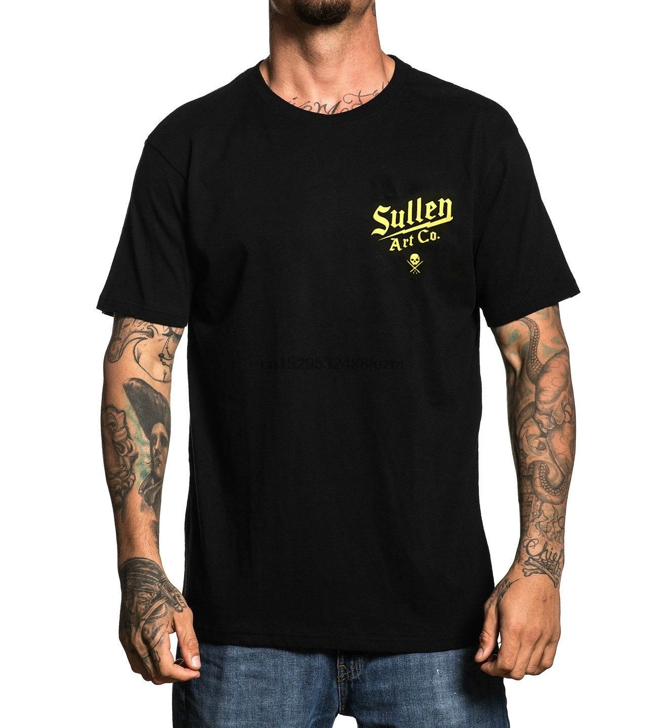 Sullen Men's Thorned T Shirt Black Rap Tee T-Shirt Tattooed Clothing Apparel |