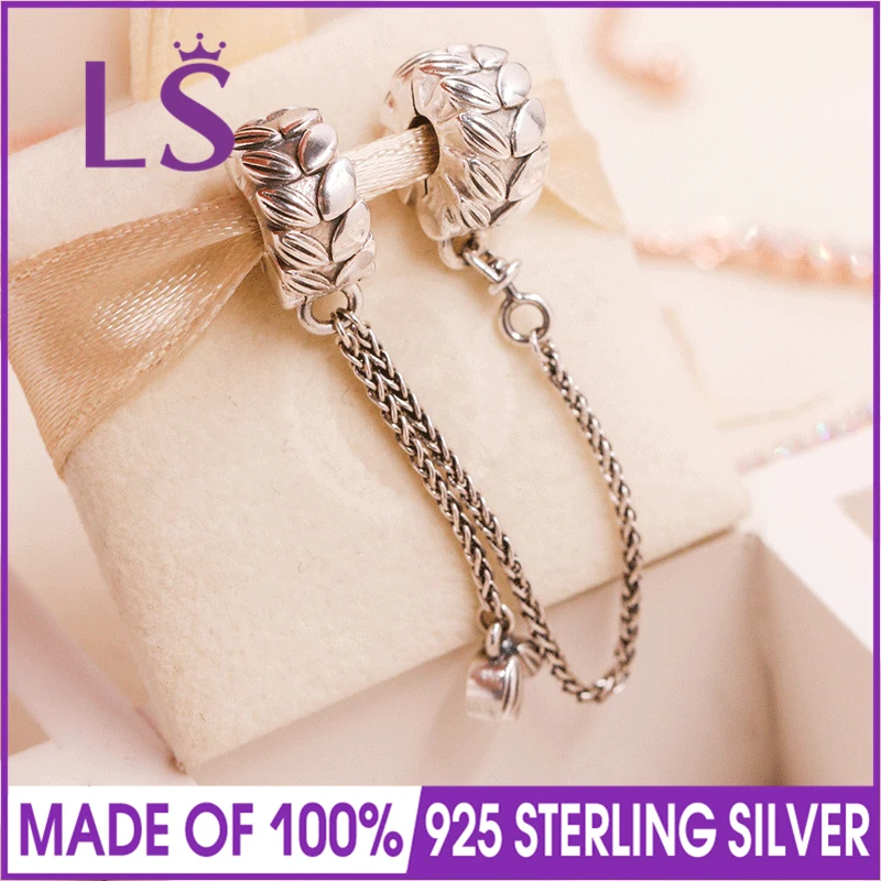 LS Настоящее серебро 925 Зерна Энергии безопасная цепь подходит bracelete талисманы Pulseira Encantos. Модные ювелирные изделия для женщин