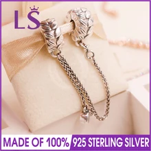 LS Настоящее серебро 925 Зерна Энергии безопасная цепь подходит bracelete талисманы Pulseira Encantos. Модные ювелирные изделия для женщин