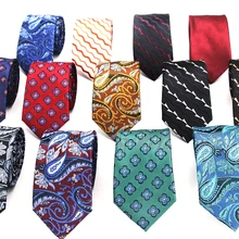 Мужской тонкий галстук 7 см, узкий галстук, синий цветочный галстук, классический красный галстук с узором "огурцы", повседневный галстук для мужчин, деловая Свадебная бабочка