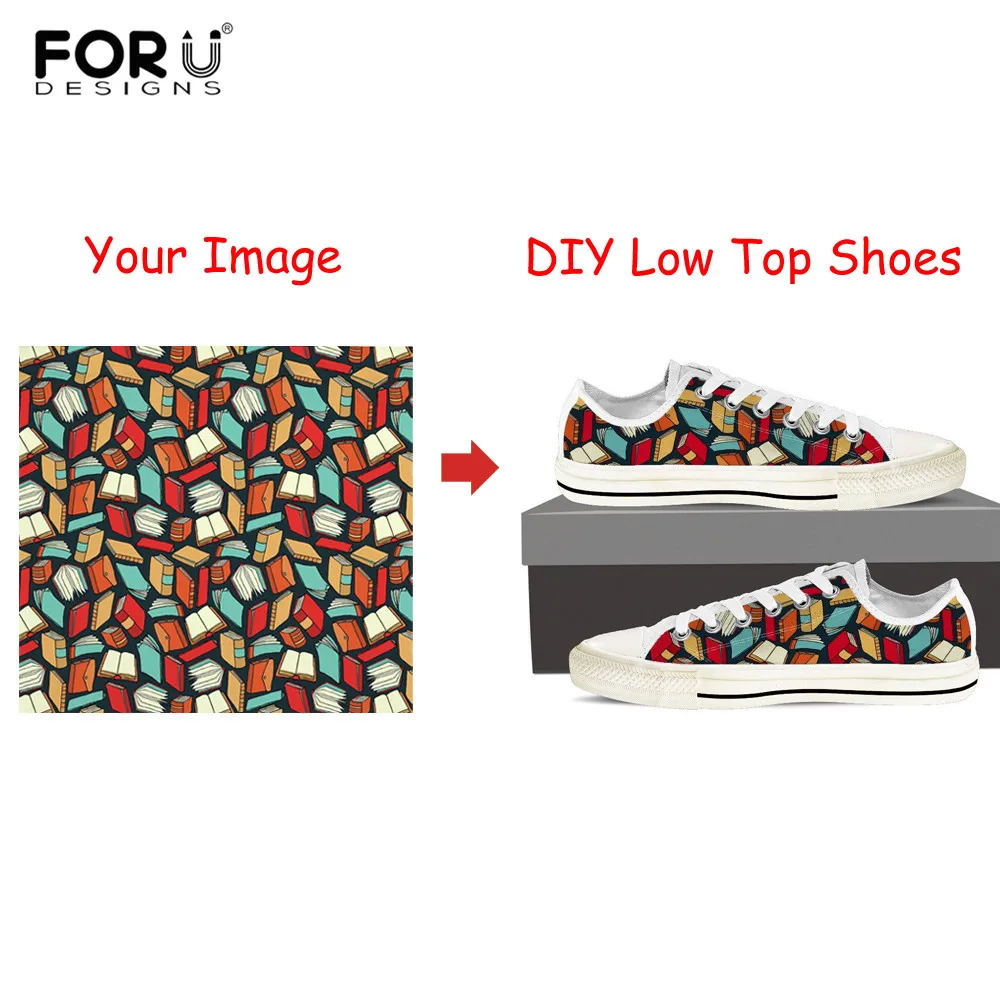

FORUDESIGNS Customzie Image and Logo Low Tops Canvas Vulcanize Shoes Men's Sneakers Flat Lace-up Walking Shoe Zapatillas Hombre