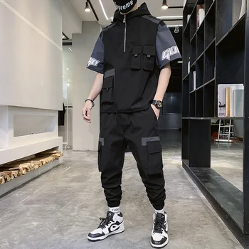 

High Quality Summer Tracksuit For Men Set 2020 New Casual Short Sleeve T-shirt & Pants 2 Pieces Set M-3XL Plus Size Clothing