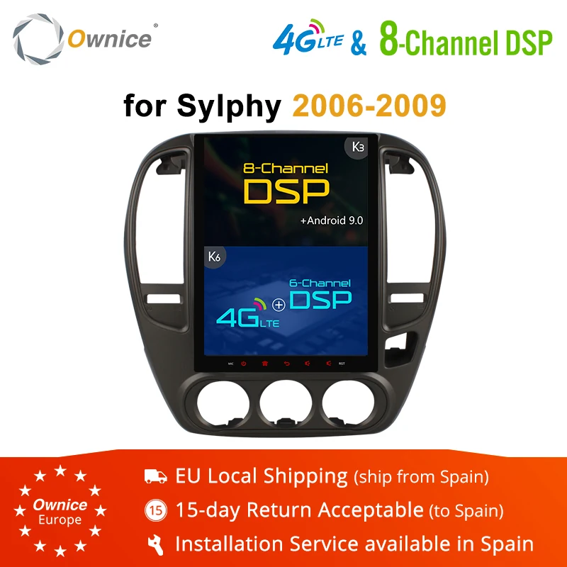 Owice Android 9,0 PX6 автомобильный dvd-плеер k3 k6 для Nissan Sylphy 2006-2009 gps navi головное устройство авто радио стерео 8 ядер 4G DSP SPDIF